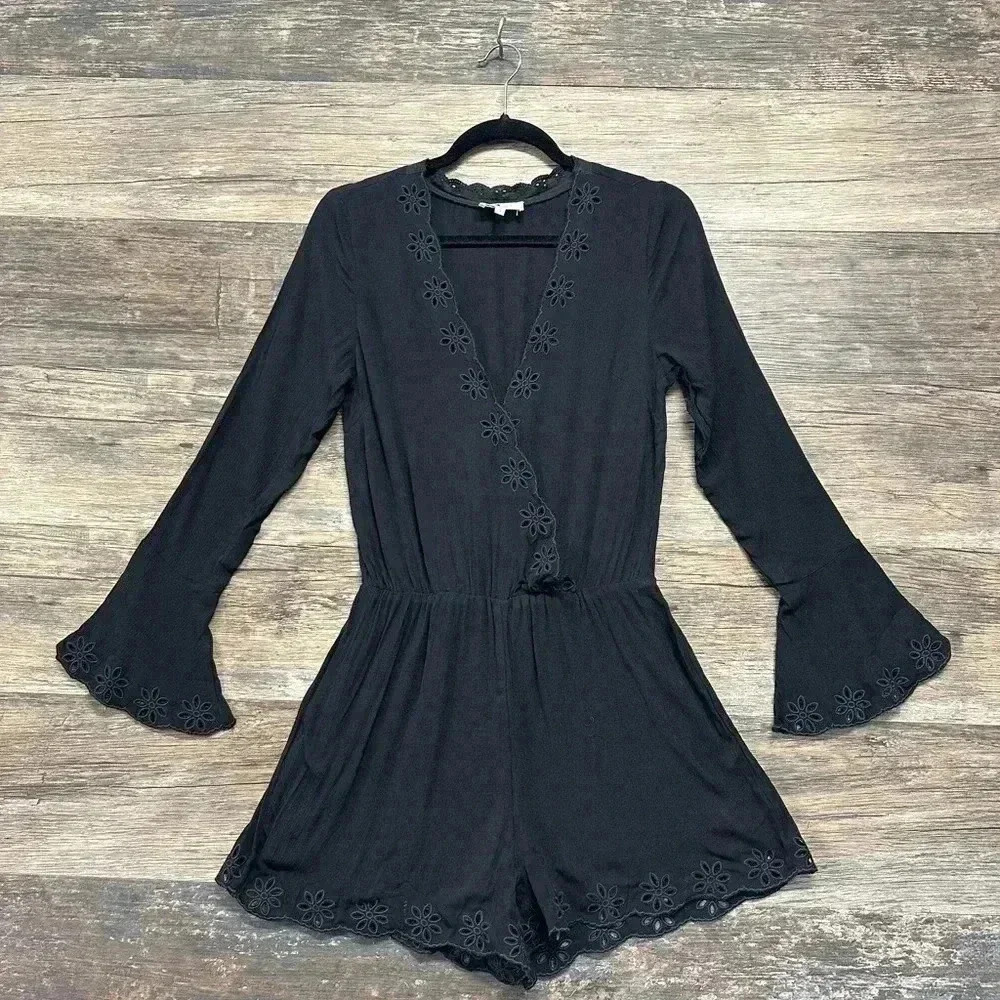 Lira Black Long Sleeve Romper Jumpsuit